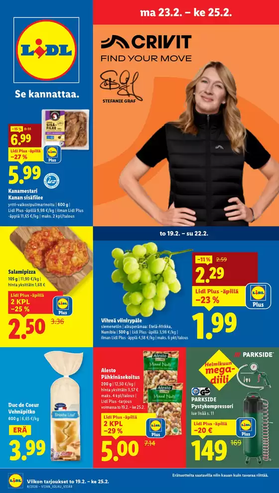Lidl -luettelo, Ylivieska | Eksklusiivisia löytöjä | 2026-02-16T00:00:00.000Z - 2026-02-25T00:00:00.000Z
