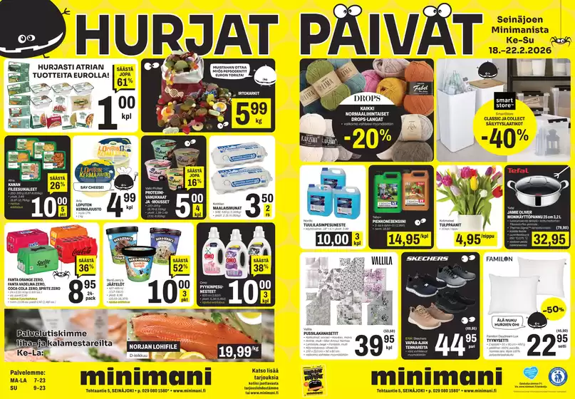Minimani -luettelo, Pori | Mahtava tarjous tarjoushaukoille | 2026-02-18T00:00:00.000Z - 2026-02-22T00:00:00.000Z