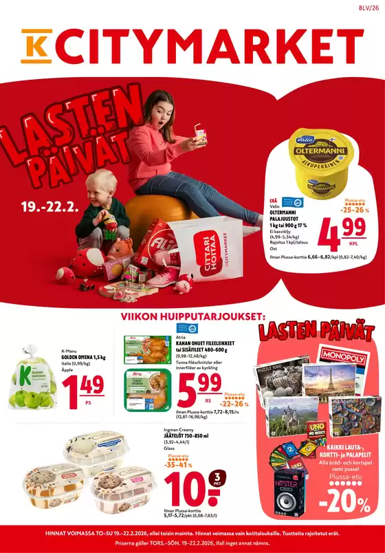 K-Citymarket -luettelo, Lohja | K-citymarket tarjoukset | 2026-02-19T00:00:00.000Z - 2026-02-22T00:00:00.000Z