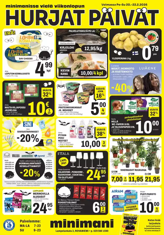 Minimani -luettelo, Huittinen | Laaja valikoima tarjouksia | 2026-02-20T00:00:00.000Z - 2026-02-22T00:00:00.000Z