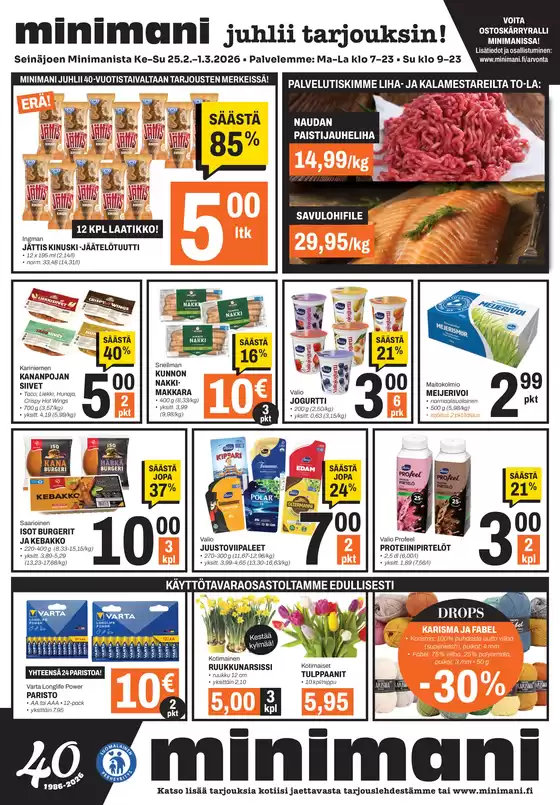 Minimani -luettelo, Hyvinkää | Erikoistarjoukset sinulle | 2026-02-25T00:00:00.000Z - 2026-03-01T00:00:00.000Z