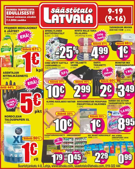Latvala -luettelo, Orimattila | Latvala tarjoukset | 2026-03-07T00:00:00.000Z - 2026-03-16T00:00:00.000Z
