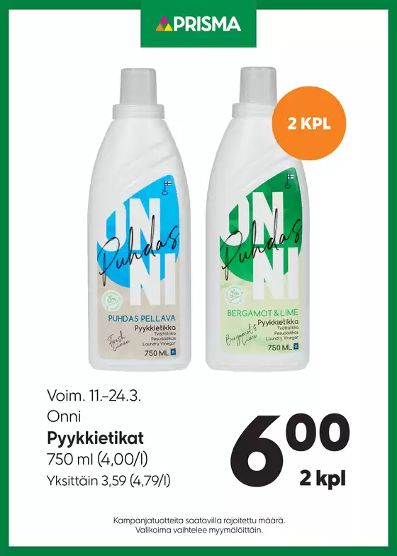 Prisma -luettelo, Espoo | Prisma Pyykkietikat 11.24.3. | 2026-03-11T00:00:00.000Z - 2026-03-24T00:00:00.000Z