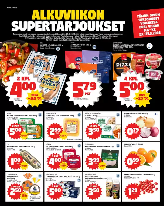 Tokmanni -luettelo, Laitila | Ruokasanomat | 2026-03-23T00:00:00.000Z - 2026-03-25T00:00:00.000Z