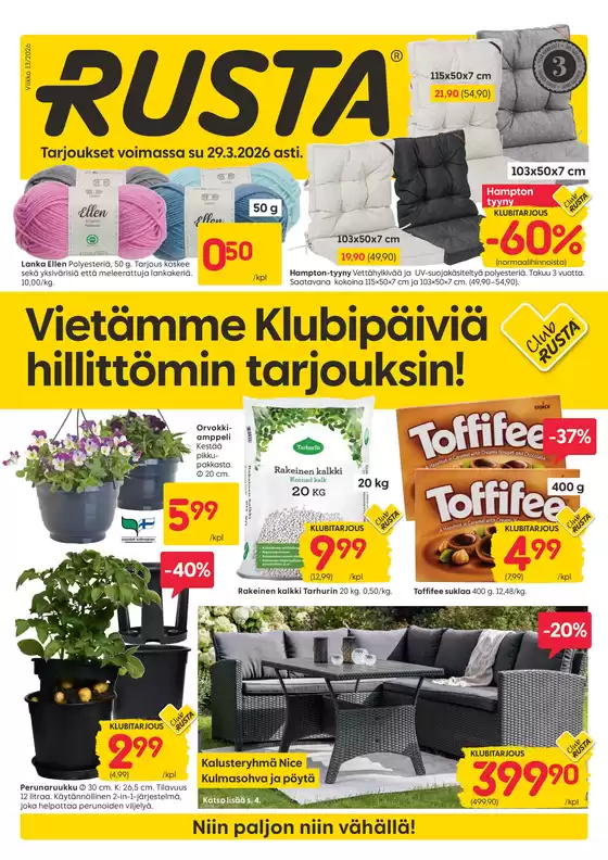 Rusta -luettelo, Kuopio | Rusta tarjoukset | 2026-03-23T00:00:00.000Z - 2026-03-29T00:00:00.000Z