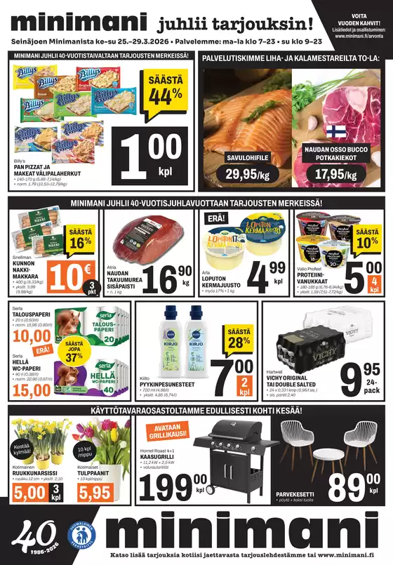 Minimani -luettelo, Hyvinkää | Mahtavia alennuksia valituista tuotteista | 2026-03-25T00:00:00.000Z - 2026-03-29T00:00:00.000Z