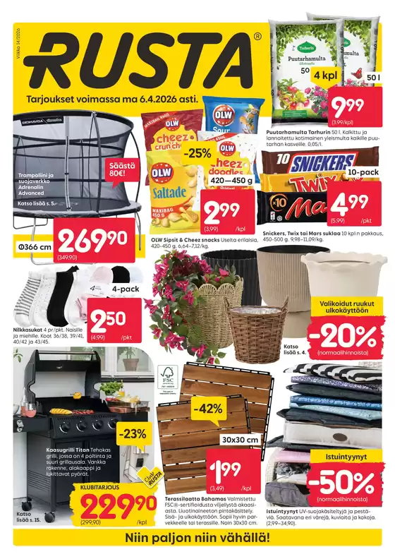 Rusta -luettelo, Oulu | Rusta tarjoukset | 2026-03-30T00:00:00.000Z - 2026-04-06T00:00:00.000Z