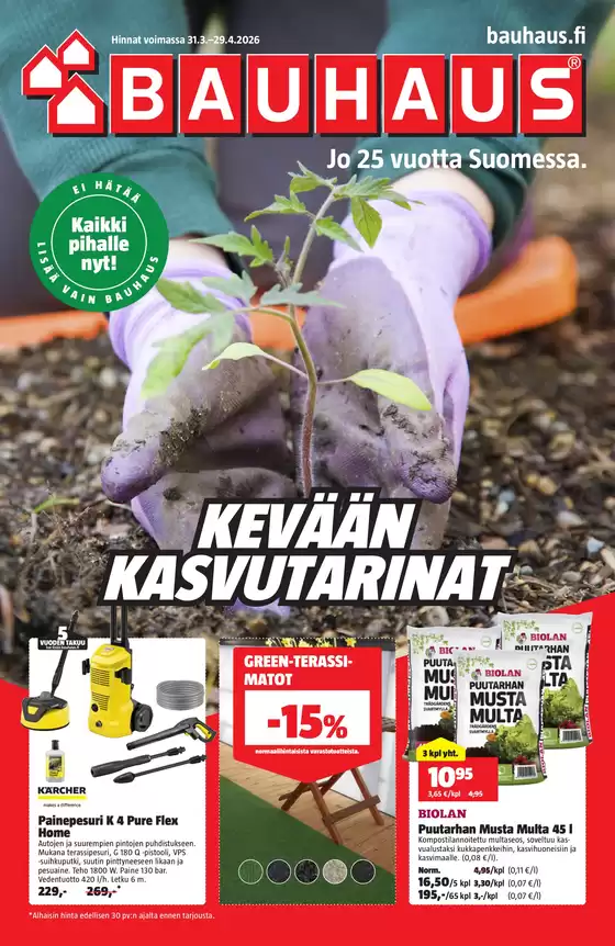 Bauhaus -luettelo, Raahe | Huipputarjouksia säästöhaukoille | 2026-03-31T00:00:00.000Z - 2026-04-29T00:00:00.000Z