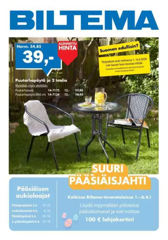 Biltema -luettelo, Närpiö | Esite 1.4. | 2026-04-01T00:00:00.000Z - 2026-04-06T00:00:00.000Z