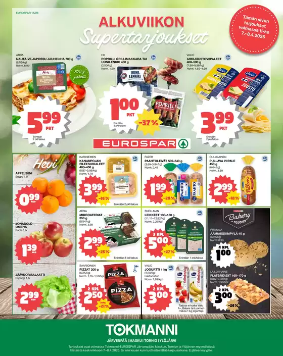 Tokmanni -luettelo | Eurospar ruokasanomat | 2026-04-07T00:00:00.000Z - 2026-04-08T00:00:00.000Z