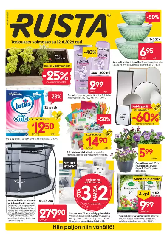 Rusta -luettelo | Rusta tarjoukset | 2026-04-07T00:00:00.000Z - 2026-04-12T00:00:00.000Z