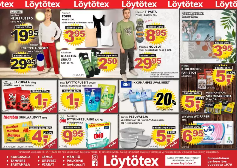 Löytötex -luettelo | Löytötex tarjoukset | 2026-04-08T00:00:00.000Z - 2026-04-14T00:00:00.000Z