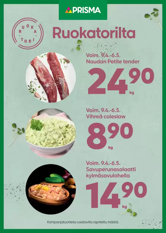 Prisma -luettelo | TOK Prisma Ruokatorilta 9.4.-6.5. | 2026-04-09T00:00:00.000Z - 2026-05-06T00:00:00.000Z