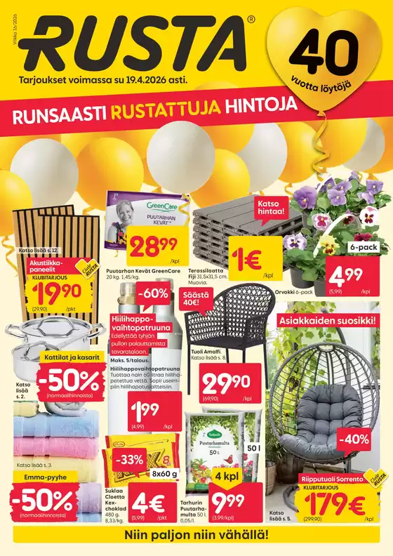 Rusta -luettelo, Oulu | Rusta tarjoukset | 2026-04-13T00:00:00.000Z - 2026-04-19T00:00:00.000Z