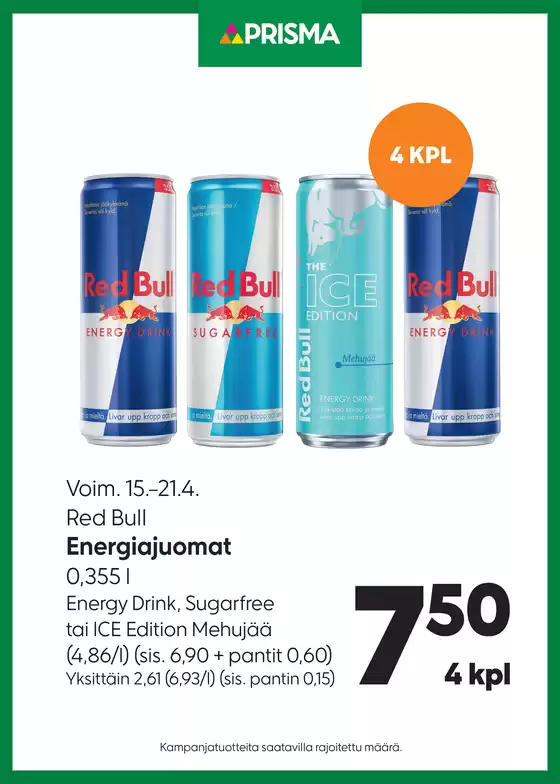 Prisma -luettelo | TOK Prisma Red Bull 15.-21.4. | 2026-04-15T00:00:00.000Z - 2026-04-21T00:00:00.000Z