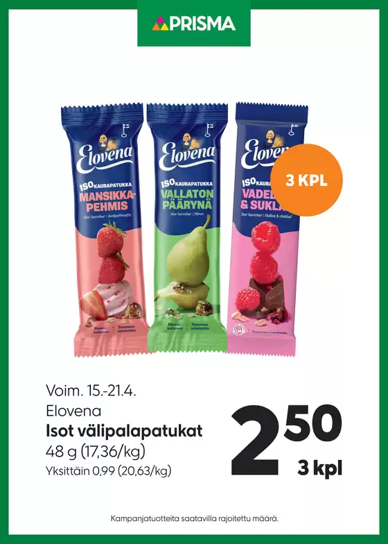 Prisma -luettelo | TOK Prisma Elovena 15.-21.4. | 2026-04-15T00:00:00.000Z - 2026-04-21T00:00:00.000Z