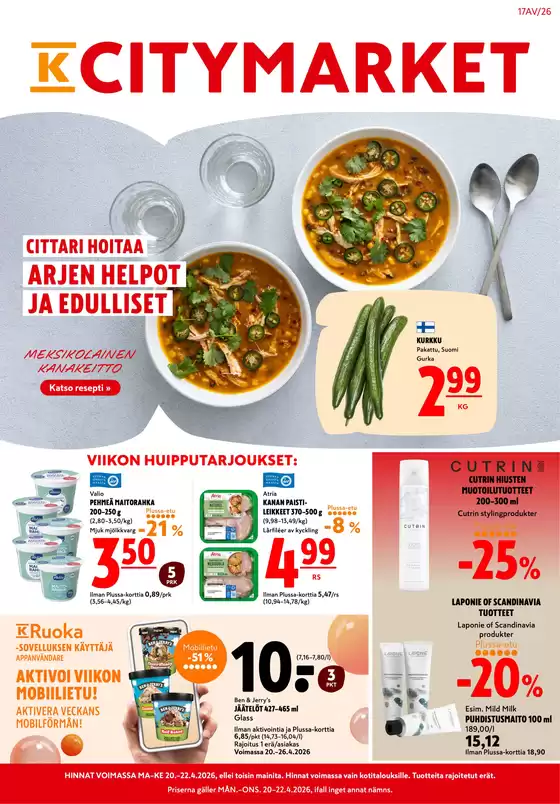 K-Citymarket -luettelo | K-citymarket tarjoukset | 2026-04-20T00:00:00.000Z - 2026-04-22T00:00:00.000Z