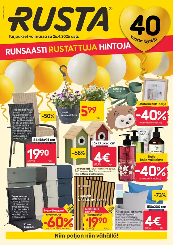 Rusta -luettelo, Pori | Rusta tarjoukset | 2026-04-20T00:00:00.000Z - 2026-04-26T00:00:00.000Z