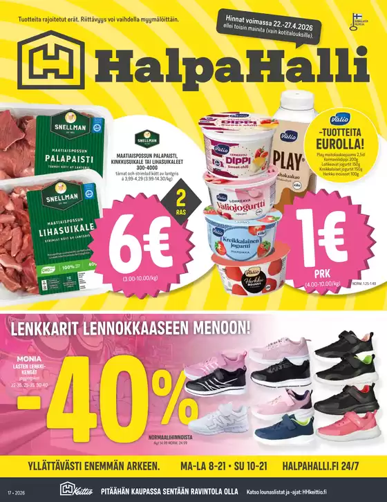 HalpaHalli -luettelo | Alennukset ja kampanjat | 2026-04-22T00:00:00.000Z - 2026-04-27T00:00:00.000Z