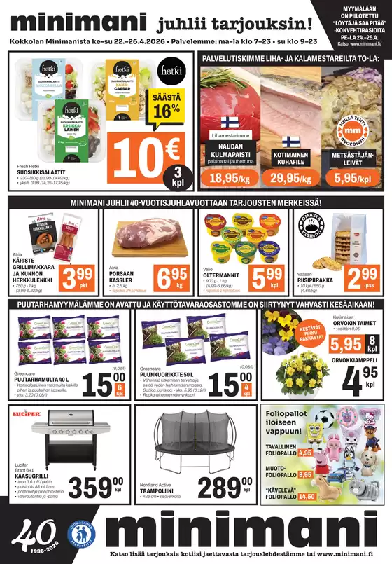 Minimani -luettelo, Raasepori | Huipputarjouksia kaikille tarjoushaukoille | 2026-04-22T00:00:00.000Z - 2026-04-26T00:00:00.000Z