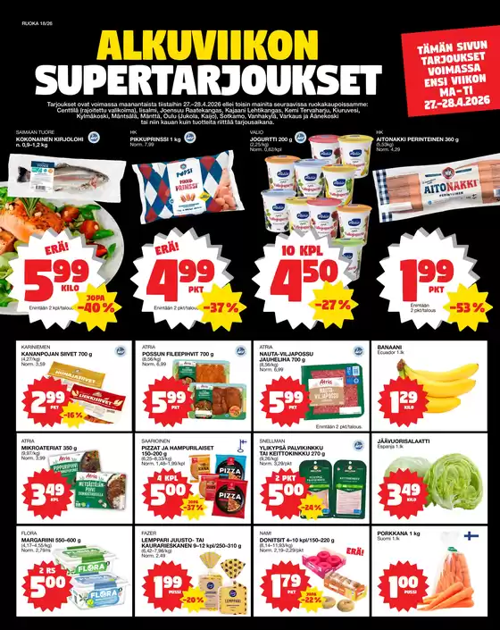 Tokmanni -luettelo | Ruokasanomat | 2026-04-27T00:00:00.000Z - 2026-04-28T00:00:00.000Z