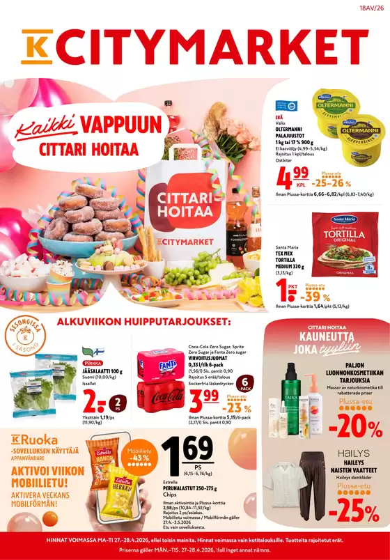 K-Citymarket -luettelo | K-citymarket tarjoukset | 2026-04-27T00:00:00.000Z - 2026-04-28T00:00:00.000Z