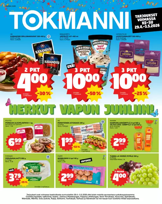 Tokmanni -luettelo | Ruokasanomat | 2026-04-29T00:00:00.000Z - 2026-05-03T00:00:00.000Z