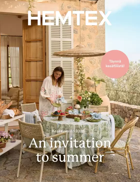 Hemtex -luettelo | Kesakuvasto 2026 | 2026-06-01T00:00:00.000Z - 2026-08-31T00:00:00.000Z