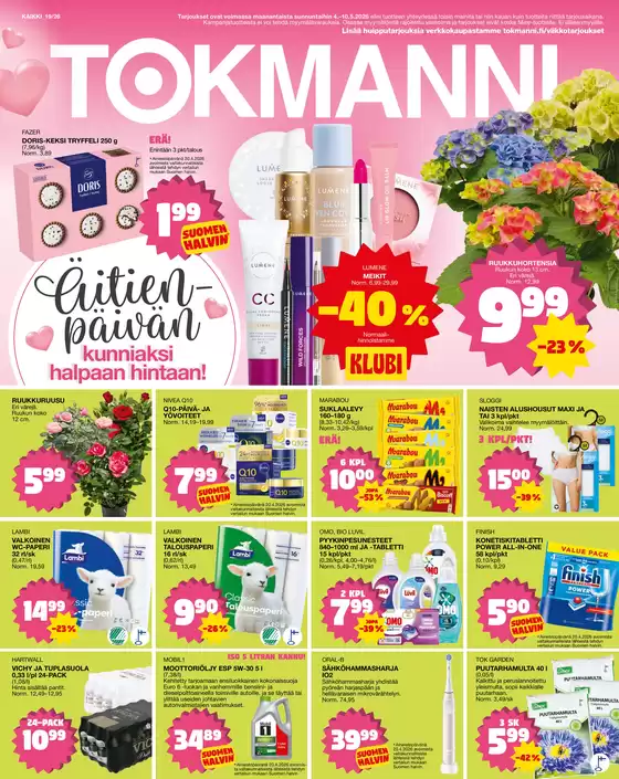 Tokmanni -luettelo | Tarjoussanomat | 2026-05-04T00:00:00.000Z - 2026-05-10T00:00:00.000Z