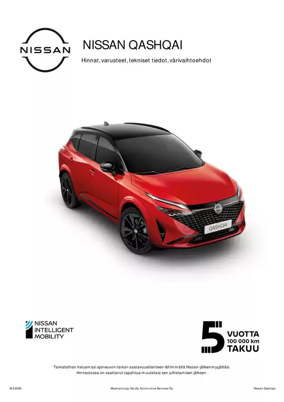Nissan -luettelo | Qashqai Asiakashinnasto 6A 16 4 2026b | 2026-05-05T00:00:00.000Z - 2026-05-19T00:00:00.000Z