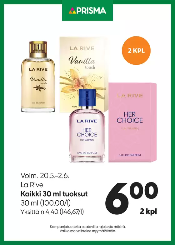 Prisma -luettelo, Tuusula | Prisma La Rive 20.5.2.6. | 2026-05-20T00:00:00.000Z - 2026-06-02T00:00:00.000Z