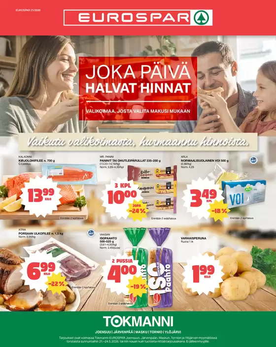 Tokmanni -luettelo, Tuusula | Eurospar ruokasanomat | 2026-05-21T00:00:00.000Z - 2026-05-24T00:00:00.000Z