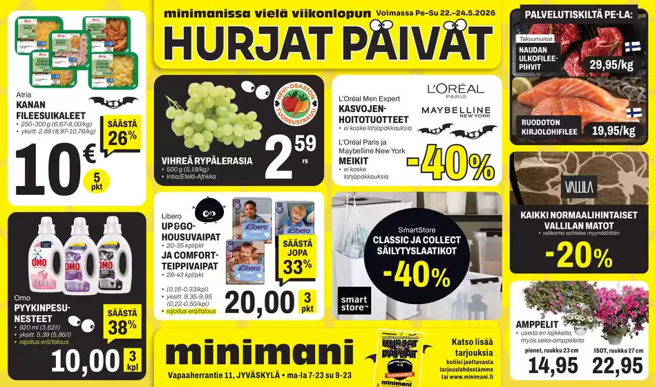 Minimani -luettelo, Lappeenranta | Eksklusiivisia diilejä ja löytöjä | 2026-05-22T00:00:00.000Z - 2026-05-24T00:00:00.000Z