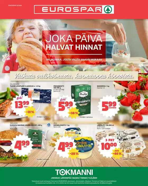 Tokmanni -luettelo, Järvenpää | Eurospar ruokasanomat | 2026-05-28T00:00:00.000Z - 2026-05-31T00:00:00.000Z