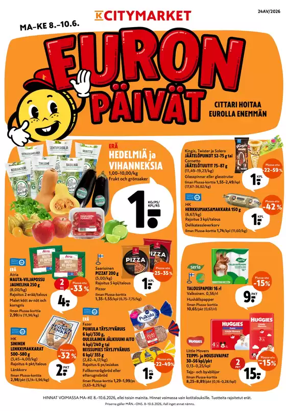 K-Citymarket -luettelo, Vesanto | K-citymarket tarjoukset | 2026-06-08T00:00:00.000Z - 2026-06-10T00:00:00.000Z