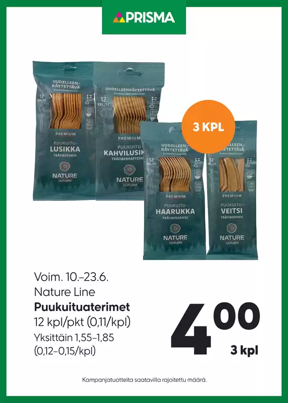Prisma -luettelo | TOK Prisma Puukuituaterimet 10.-23.6. | 2026-06-10T00:00:00.000Z - 2026-06-23T00:00:00.000Z