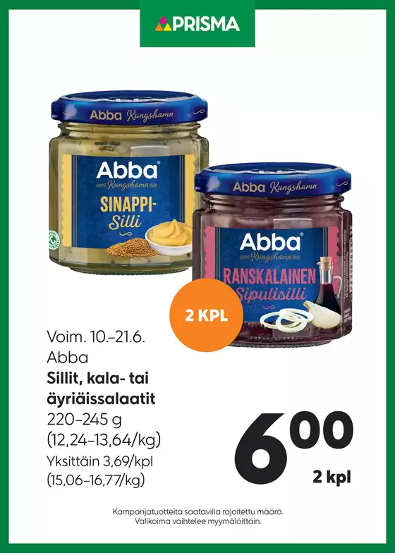 Prisma -luettelo | TOK Prisma Abba 10.-21.6. | 2026-06-10T00:00:00.000Z - 2026-06-21T00:00:00.000Z