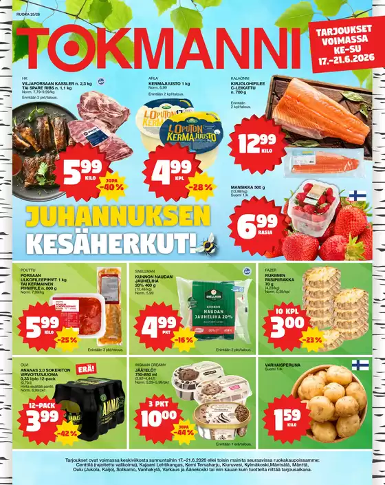 Tokmanni -luettelo | Ruokasanomat | 2026-06-17T00:00:00.000Z - 2026-06-21T00:00:00.000Z