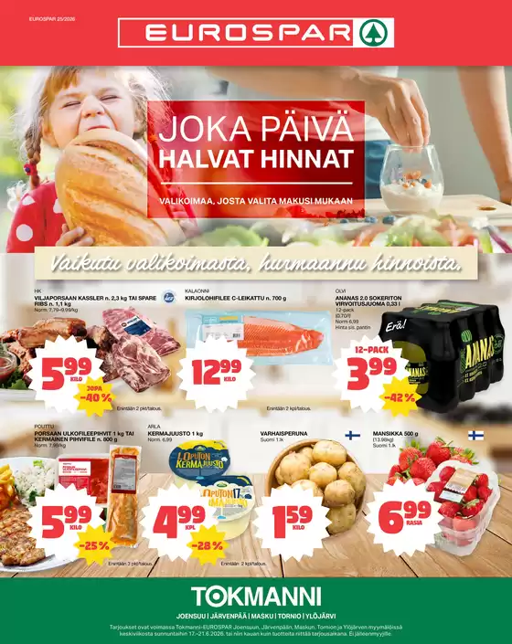 Tokmanni -luettelo | Eurospar ruokasanomat | 2026-06-17T00:00:00.000Z - 2026-06-21T00:00:00.000Z