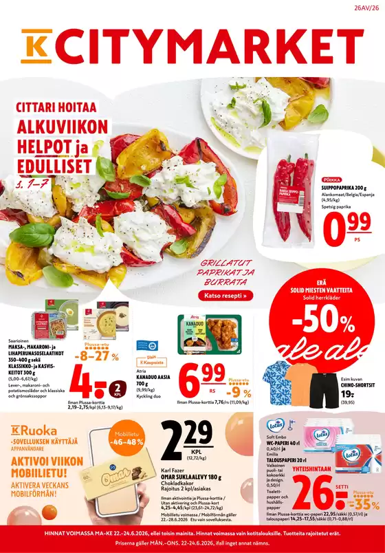 K-Citymarket -luettelo | K-citymarket tarjoukset | 2026-06-22T00:00:00.000Z - 2026-06-24T00:00:00.000Z