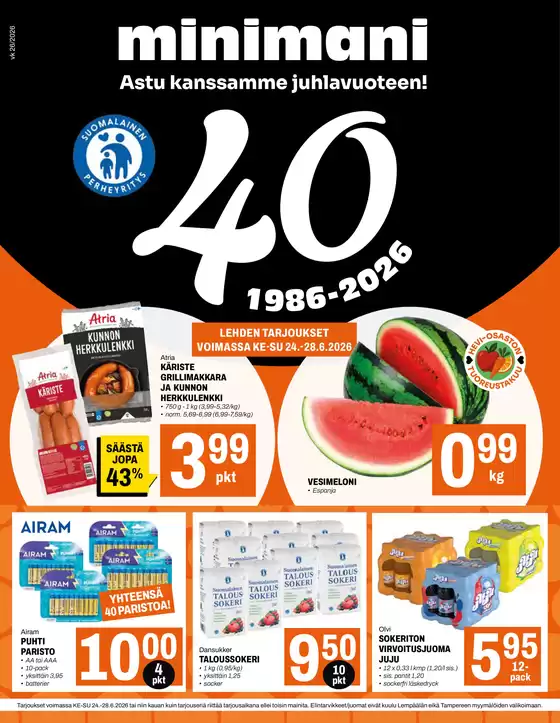 Minimani -luettelo, Oulu | Huipputarjouksia kaikille tarjoushaukoille | 2026-06-24T00:00:00.000Z - 2026-06-28T00:00:00.000Z