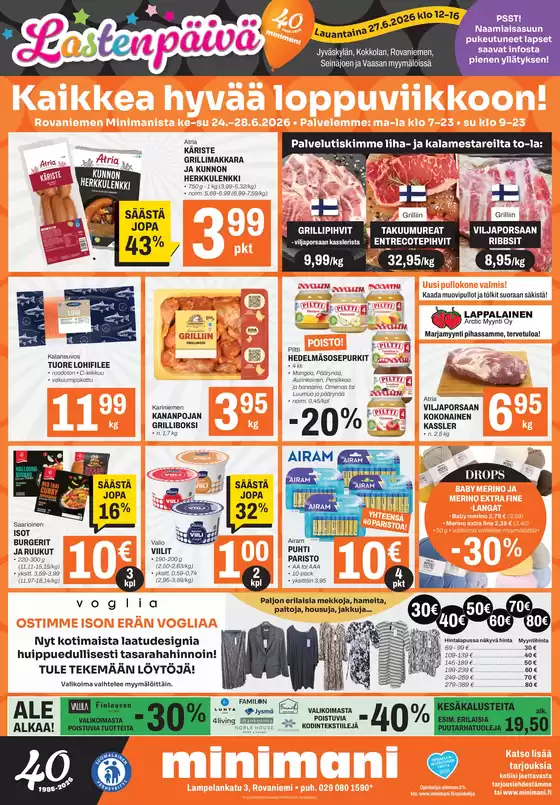 Minimani -luettelo, Oulu | Parhaat diilimme sinulle | 2026-06-24T00:00:00.000Z - 2026-06-28T00:00:00.000Z