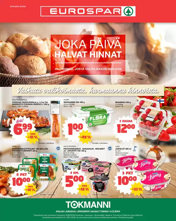 Tokmanni -luettelo | Eurospar ruokasanomat | 2026-06-25T00:00:00.000Z - 2026-06-28T00:00:00.000Z