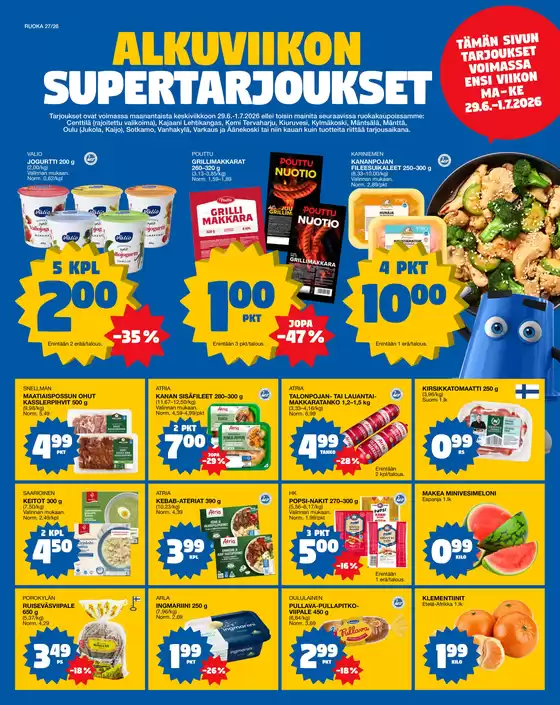 Tokmanni -luettelo, Tornio | Ruokasanomat | 2026-06-29T00:00:00.000Z - 2026-07-01T00:00:00.000Z