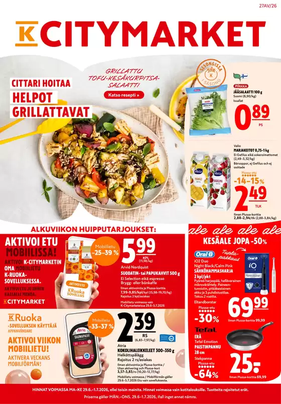 K-Citymarket -luettelo, Tornio | K-citymarket tarjoukset | 2026-06-29T00:00:00.000Z - 2026-07-01T00:00:00.000Z