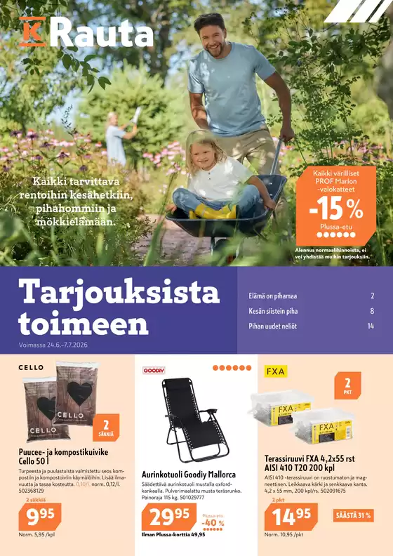 K-Rauta -luettelo, Sastamala | K rauta lehti vk 26 27 | 2026-06-24T00:00:00.000Z - 2026-07-07T00:00:00.000Z