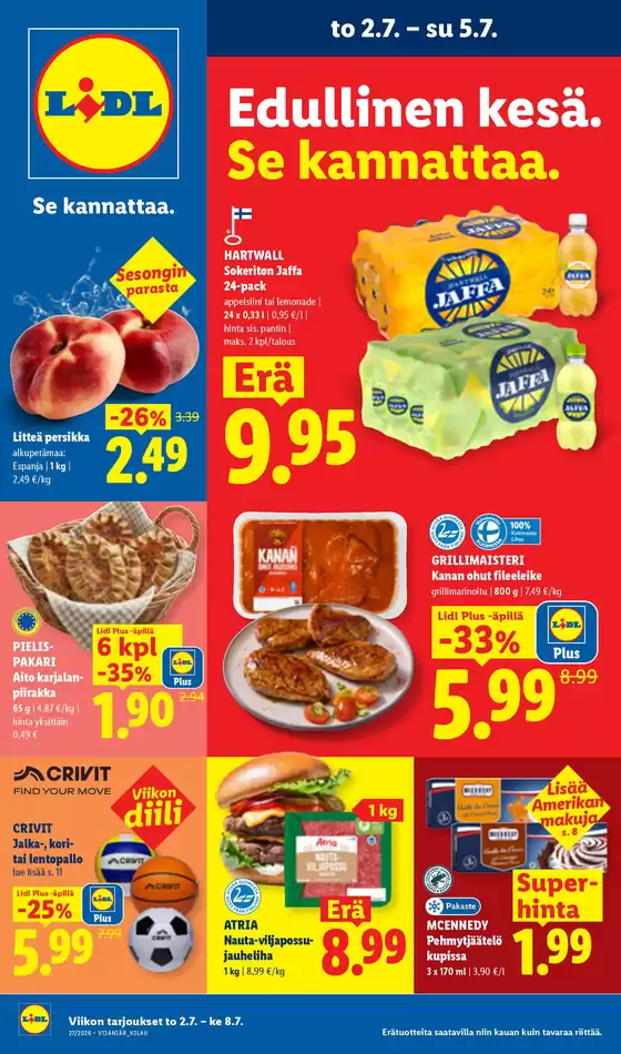 Lidl -luettelo, Tornio | to 2.7. ke 8.7. | 2026-07-02T00:00:00.000Z - 2026-07-08T00:00:00.000Z