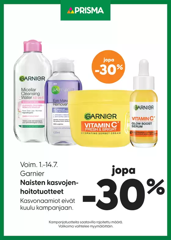 Prisma -luettelo, Turku | TOK Prisma Garnier 1.-14.7. | 2026-07-01T00:00:00.000Z - 2026-07-14T00:00:00.000Z