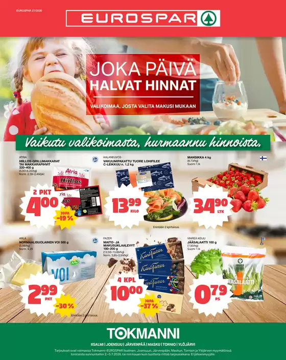 Tokmanni -luettelo, Huittinen | Eurospar ruokasanomat | 2026-07-02T00:00:00.000Z - 2026-07-05T00:00:00.000Z