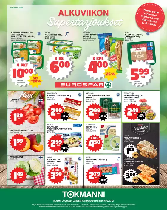 Tokmanni -luettelo, Vantaa | Eurospar ruokasanomat | 2026-07-06T00:00:00.000Z - 2026-07-08T00:00:00.000Z